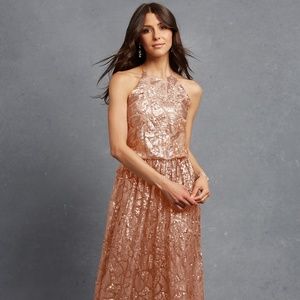 Donna MORGAN Tiffany Sequin Halter Blouson Gown, 4